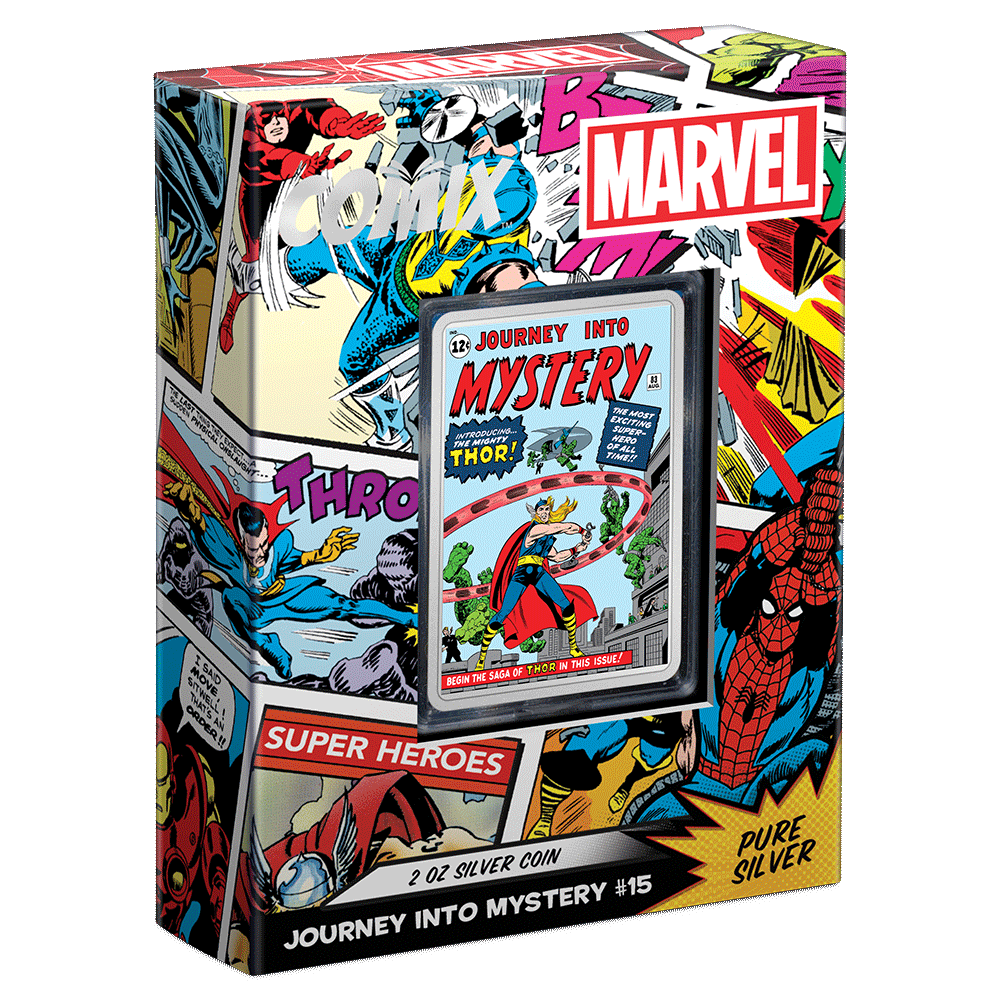 COMIX™ – Marvel Journey into Mystery #83 2oz Silver Coin with Custom-Designed Slide Out Box Featuring Display Window and Certificate of Authenticity Sticker. 