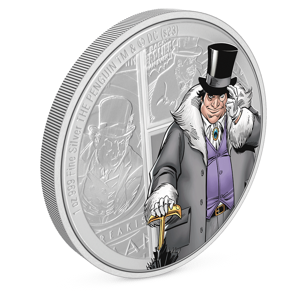 DC Villains – THE PENGUIN™ 1oz Silver Coin with Milled Edge Finish.