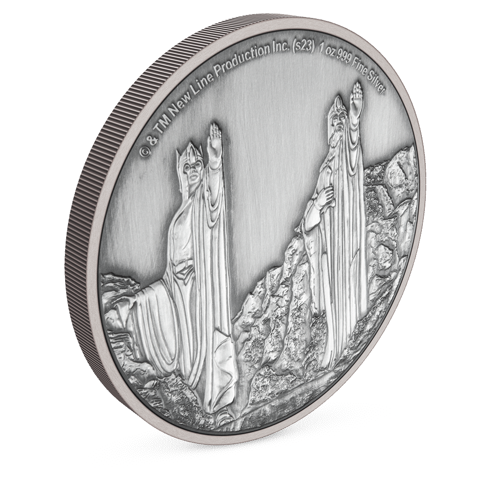 THE LORD OF THE RINGS™ – Argonath 1oz Silver Coin with Milled Edge Finish.