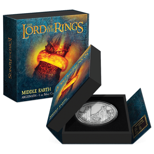 THE LORD OF THE RINGS™ – Argonath 1oz Silver Coin Featuring Custom Book-Style Packaging and Specifications.  