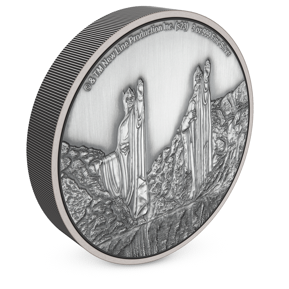 THE LORD OF THE RINGS™ – Argonath 3oz Silver Coin with Milled Edge Finish.