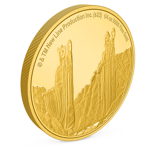 THE LORD OF THE RINGS™ – Argonath 1/4oz Gold Coin with Milled Edge Finish.