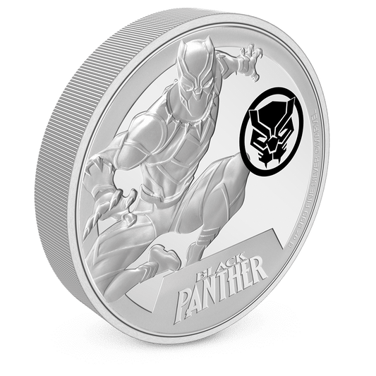 Marvel Black Panther 3oz Silver Coin with Milled Edge Finish.