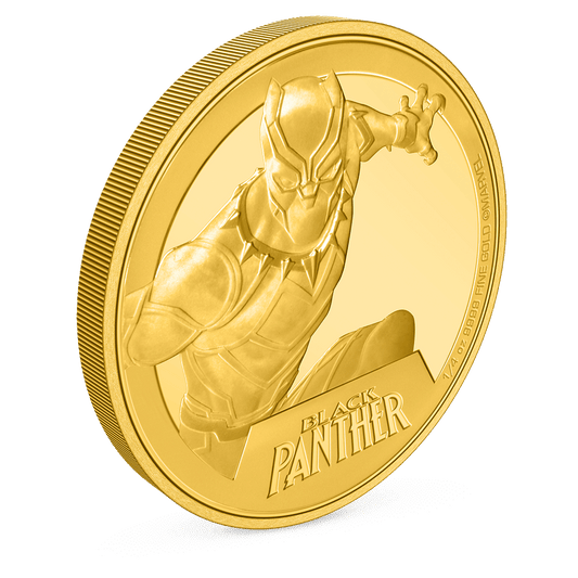 Marvel Black Panther 1/4oz Gold Coin with Milled Edge Finish.