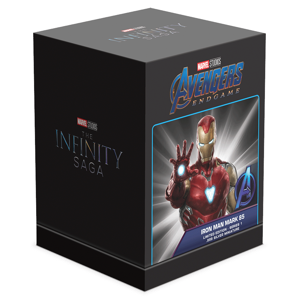 Marvel – Iron Man Mark 85 Series 1 160g Silver Miniature Marvel-themed Outer Box.