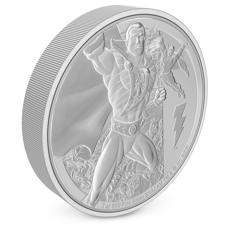 SHAZAM™ Classic 3oz Silver Coin with Milled Edge Finish.