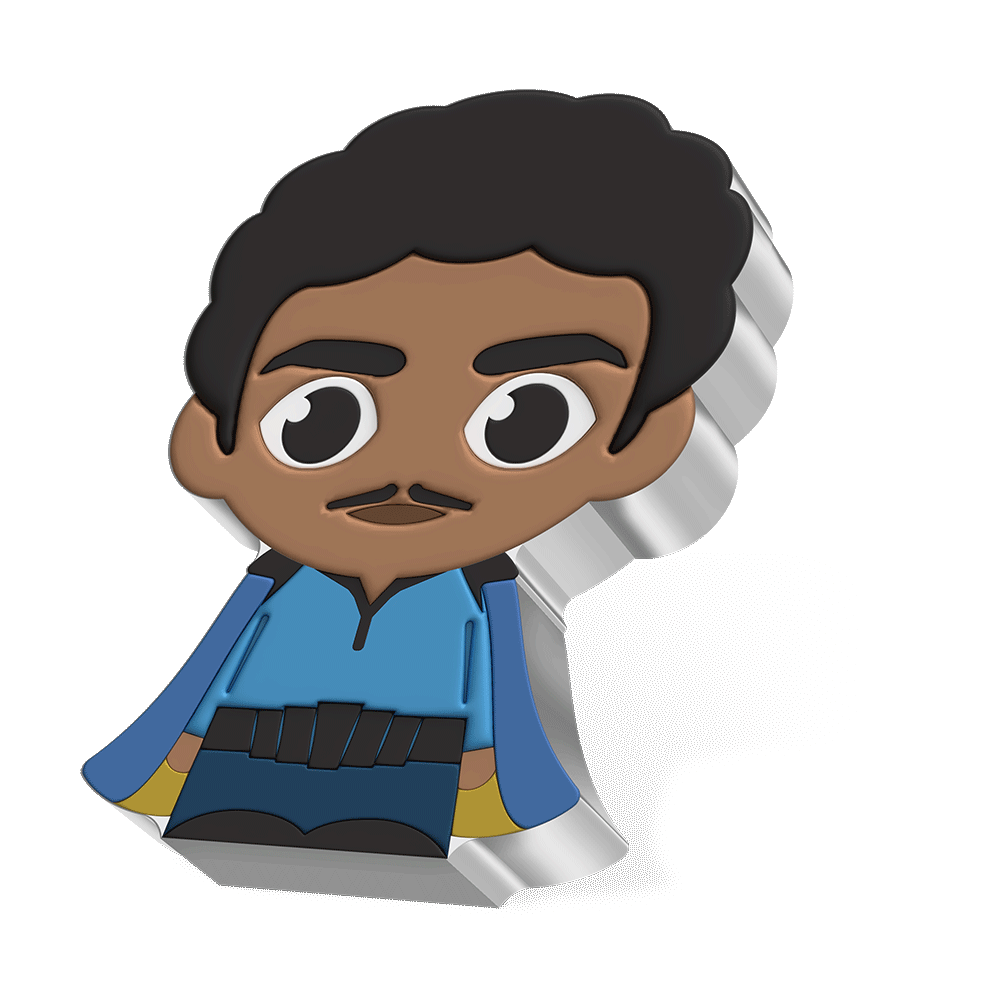 Star Wars™ Lando Calrissian™ 1oz Silver Chibi® Coin with Smooth Edge Finish.