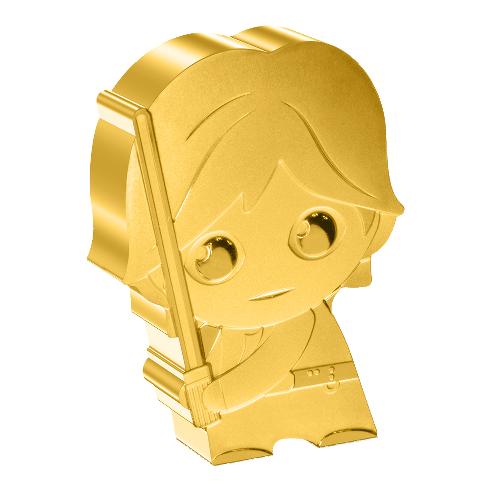 Star Wars: Return of the Jedi™ – Luke Skywalker™ 1oz Silver Chibi® Coin - Gilded Gold-plated Version.