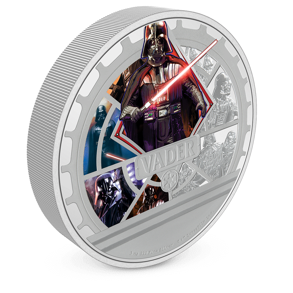 Star Wars™ Darth Vader™ 3oz Silver Coin with Milled Edge Finish.