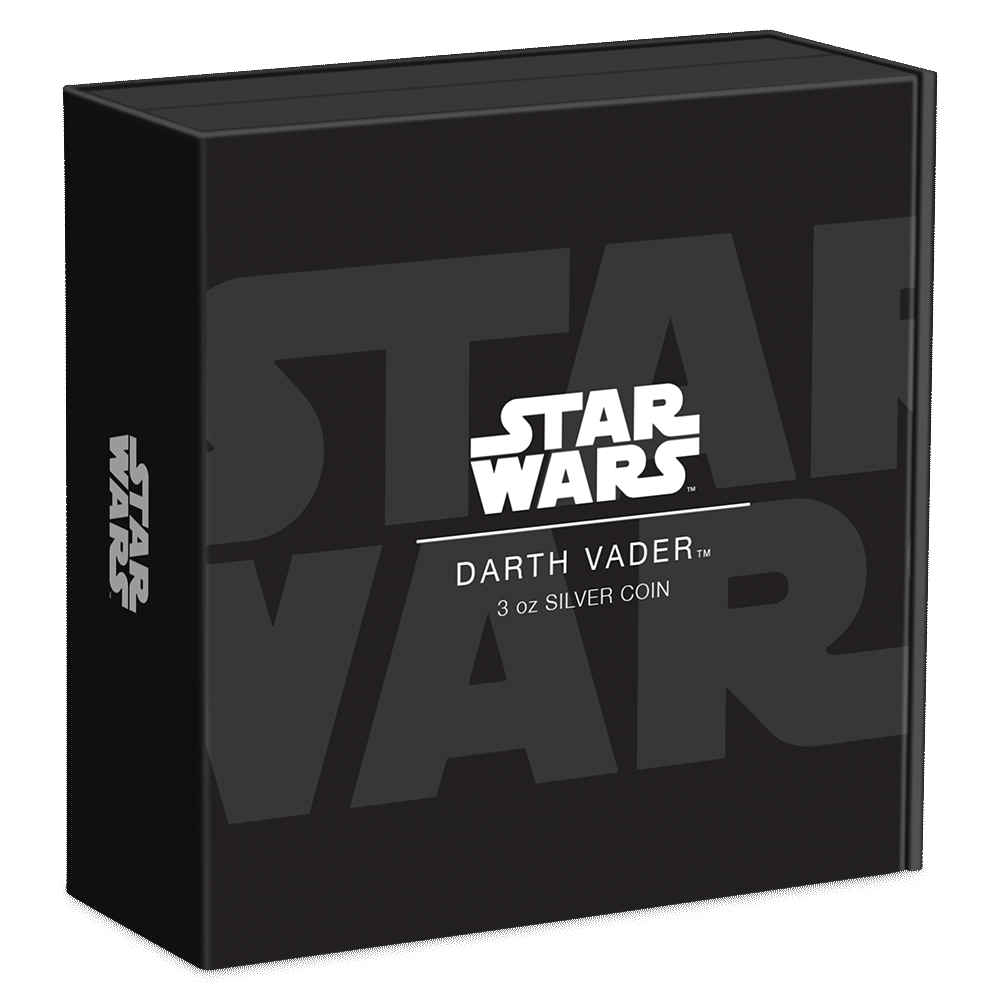 Star Wars™ Darth Vader™ 3oz Silver Coin Featuring Custom Book-style Display Box With Brand Imagery.