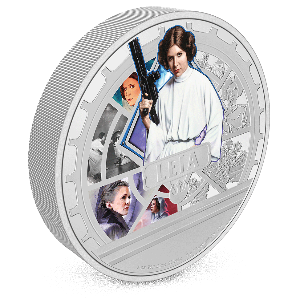 Star Wars™ Princess Leia™ 3oz Silver Coin with Milled Edge Finish.