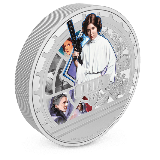 Star Wars™ Princess Leia™ 3oz Silver Coin with Milled Edge Finish.