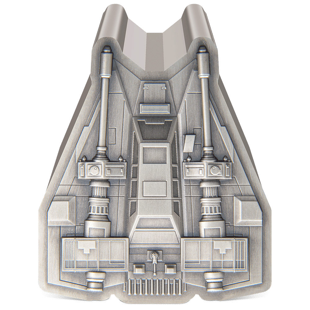 Star Wars™ Snowspeeder™ 1oz Silver Shaped Coin - Flat View.