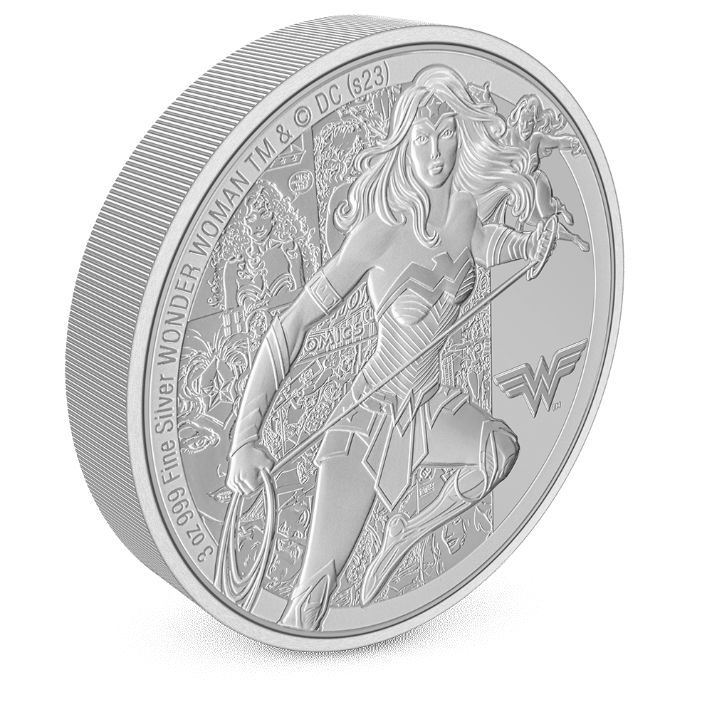 WONDER WOMAN™ Classic 3oz Silver Coin with Milled Edge Finish.