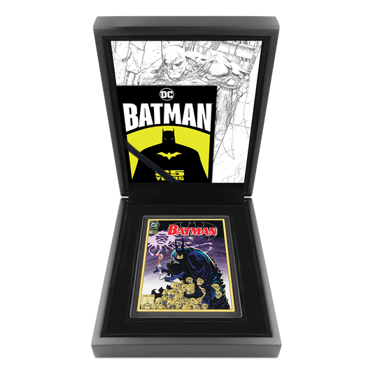 BATMAN™ 85 Years – Batman 516 5oz Silver Collectible Coin Featuring Custom Wooden Box for Display.