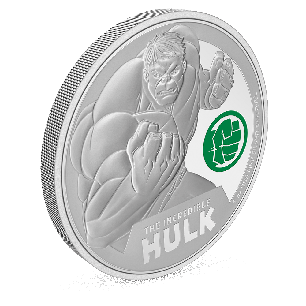 Marvel The Incredible Hulk 1oz Silver Coin With Milled Edge.