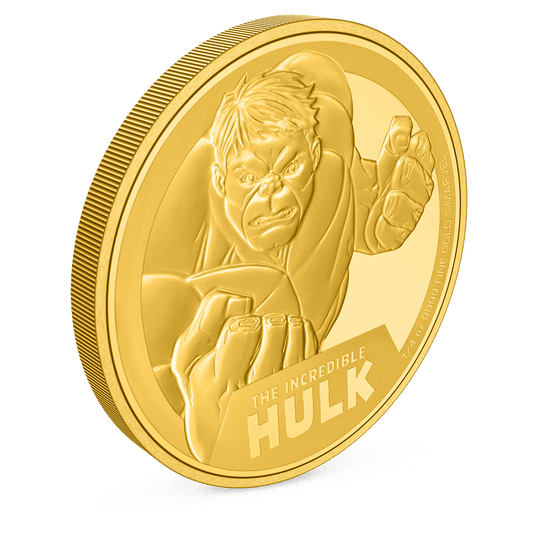 Marvel The Incredible Hulk 1/4oz Gold Coin With Milled Edge.