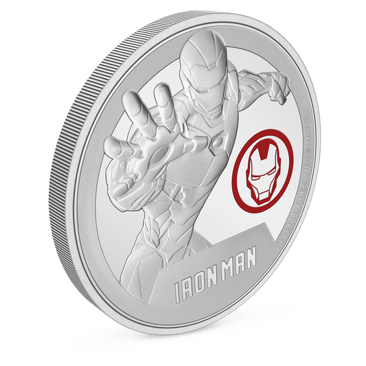 Marvel Iron Man 1oz Silver Coin with Milled Edge Finish.