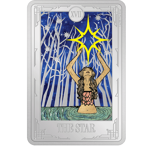 Tarot Cards – The Star 1oz Silver Coin - Flat View.