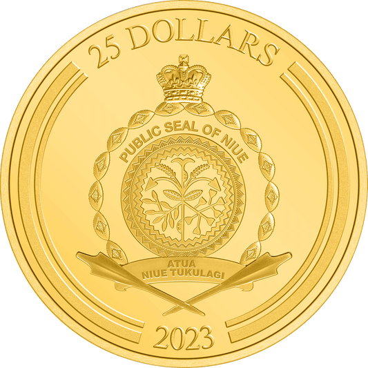 Public Seal of Niue Coat of Arms $25 2023 Obverse.