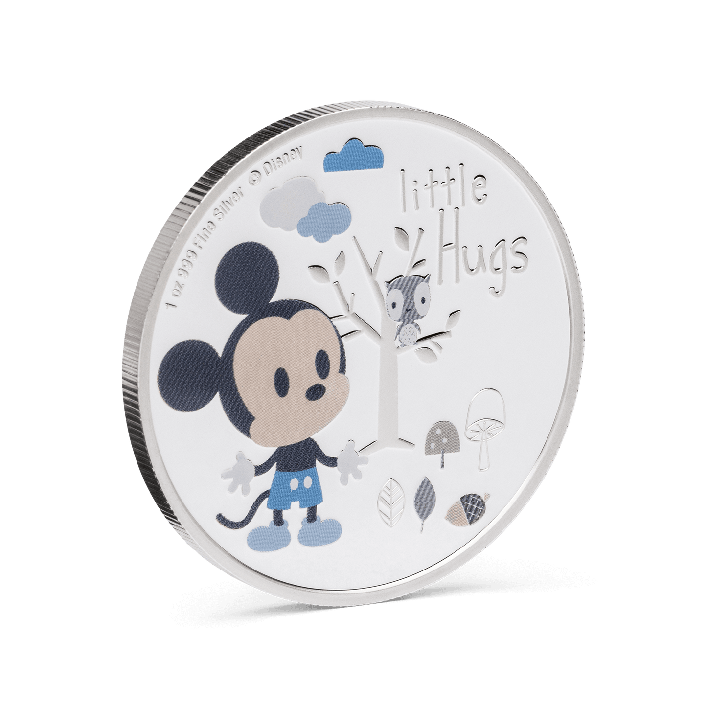 Gift the joy of a Baby Boy’s birth with this playful Disney Little Hugs coin. Showcases Disney’s Mickey Mouse in his adorable baby form. The engraving ‘Little Hugs’ and delightful motifs symbolise new life and the warmth felt by parents. Only 2,024 available. - New Zealand Mint