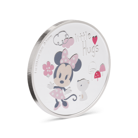 Mark the special occasion of a Baby Girl’s birth with the sweetness of this Disney Little Hugs coin. Displays Disney’s Minnie Mouse in her adorable baby form. Lovely motifs and the engraving ‘Little Hugs’ further symbolise tender moments. Only 2,024 available. - New Zealand Mint