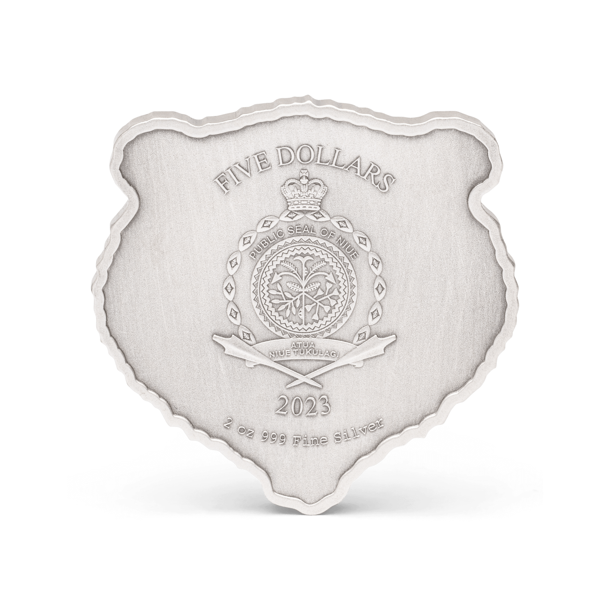 Shaped and struck from 2oz of pure silver, this exquisite coin displays a grizzly gears head, sporting a menacing roar to highlight the animal’s strength and ferocity. To make it even more impressive, a stunning antique finish has been applied - New Zealand Mint