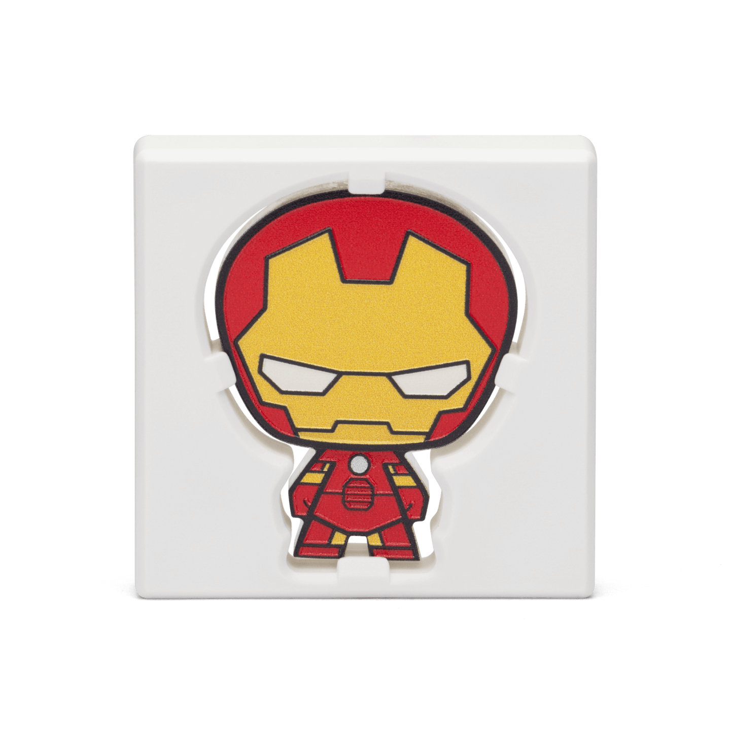 This Chibi® Coin is made of 1oz pure silver and coloured and shaped to resemble Iron Man wearing his iconic red armour and helmet. Some relief has been added, giving the design some depth.  - New Zealand Mint.