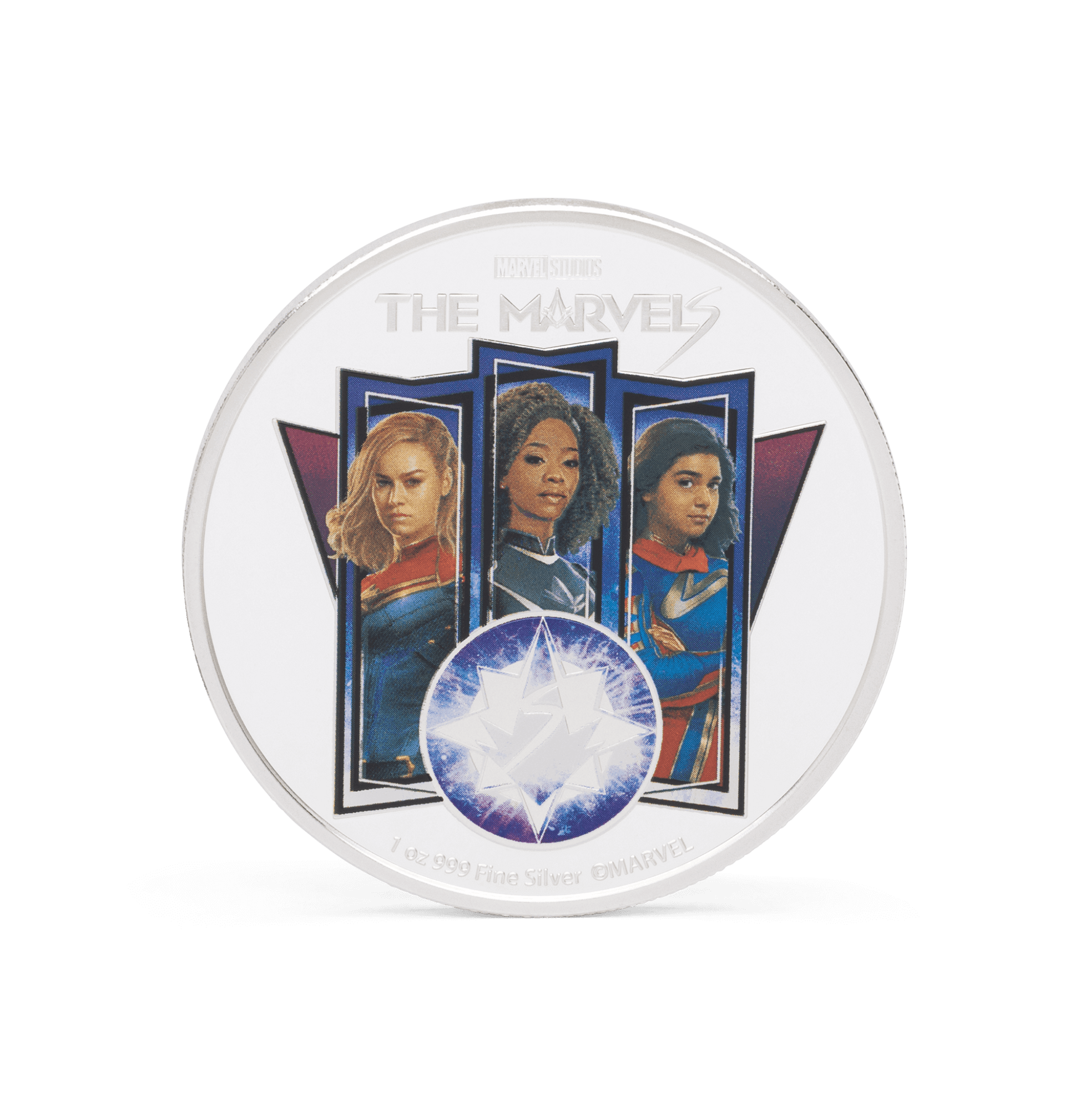 Captain Marvel, Monica Rambeau and Ms Marvel team up to save the universe on this 1oz pure silver coin. Features Marvel Studios’ The Marvels in striking colour. Only 2,023 available worldwide! - New Zealand Mint