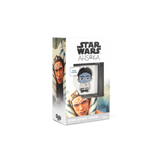 Limited mintage of just 2,000 with 200 gilded – a 1 in 10 chance to receive a gold-plated version! Resembles Grand Admiral Thrawn with his distinct blue skin and wearing his Imperial uniform, as seen in Star Wars: Ahsoka™. - New Zealand Mint