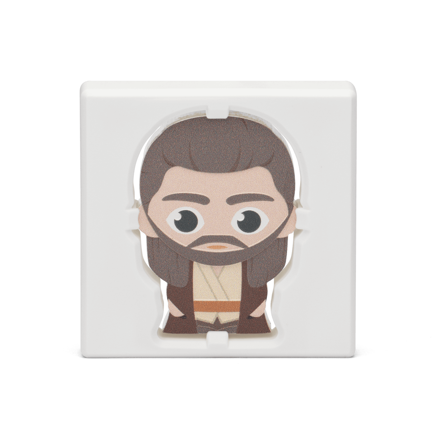 Powerful and wise, the renowned mentor and Jedi Master Qui-Gon Jinn inspired this 1oz pure silver Star Wars™ Chibi® Coin. Fully coloured and shaped coin resembles Qui-Gon wearing his brown and tan robes. - New Zealand Mint