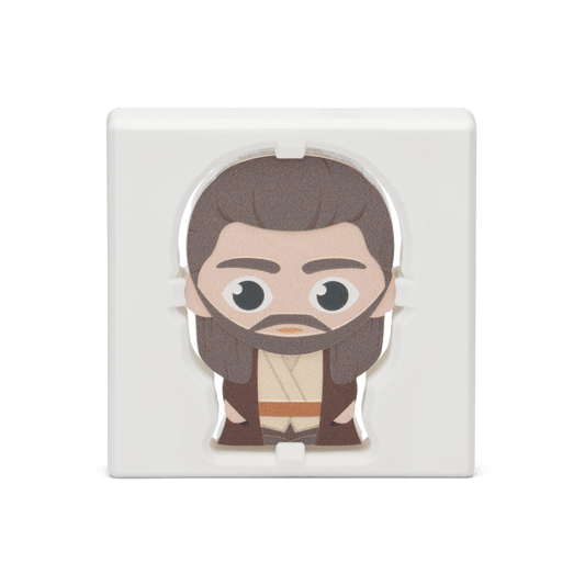 Powerful and wise, the renowned mentor and Jedi Master Qui-Gon Jinn inspired this 1oz pure silver Star Wars™ Chibi® Coin. Fully coloured and shaped coin resembles Qui-Gon wearing his brown and tan robes. - New Zealand Mint