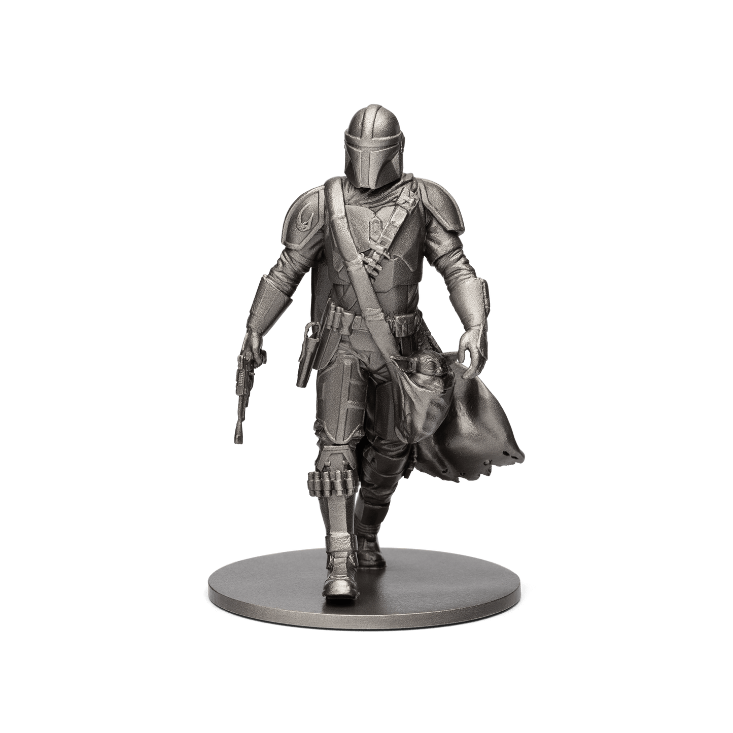 Capturing the essence of this enigmatic bounty hunter in a tangible masterpiece of silver, this miniature stands at a height of approximately 8cm. Only 1,000 casts are available worldwide.  - New Zealand Mint