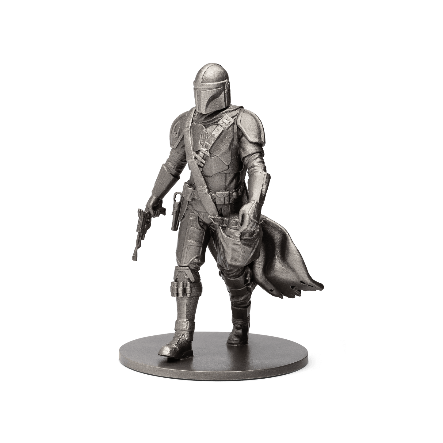 Capturing the essence of this enigmatic bounty hunter in a tangible masterpiece of silver, this miniature stands at a height of approximately 8cm. Only 1,000 casts are available worldwide.  - New Zealand Mint