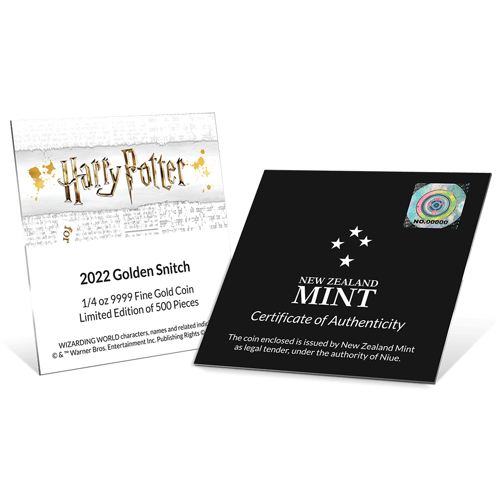 HARRY POTTER™ Classic - Golden Snitch™ 1/4 oz Gold Coin - New Zealand Mint