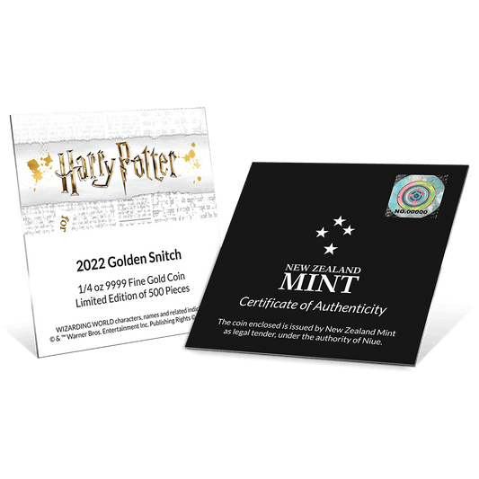 HARRY POTTER™ Classic - Golden Snitch™ 1/4 oz Gold Coin - New Zealand Mint