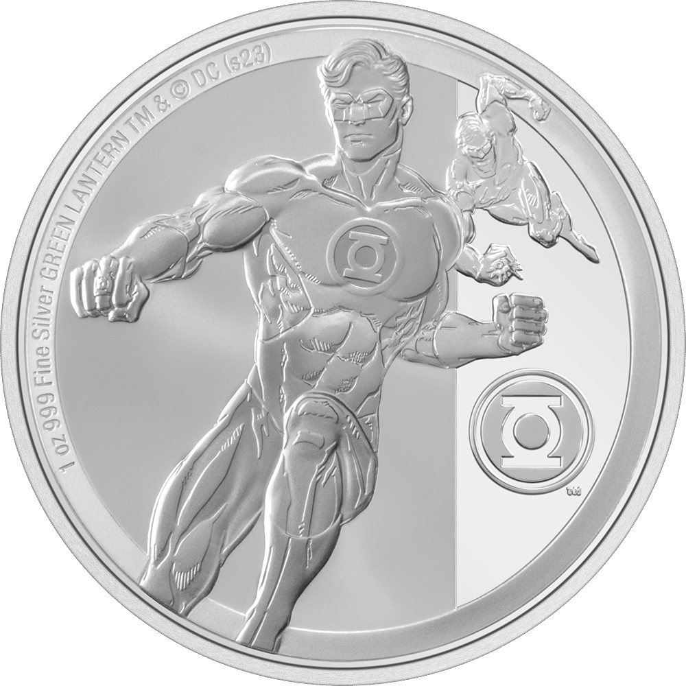 GREEN LANTERN™ Classic 1oz Silver Coin - Flat View.