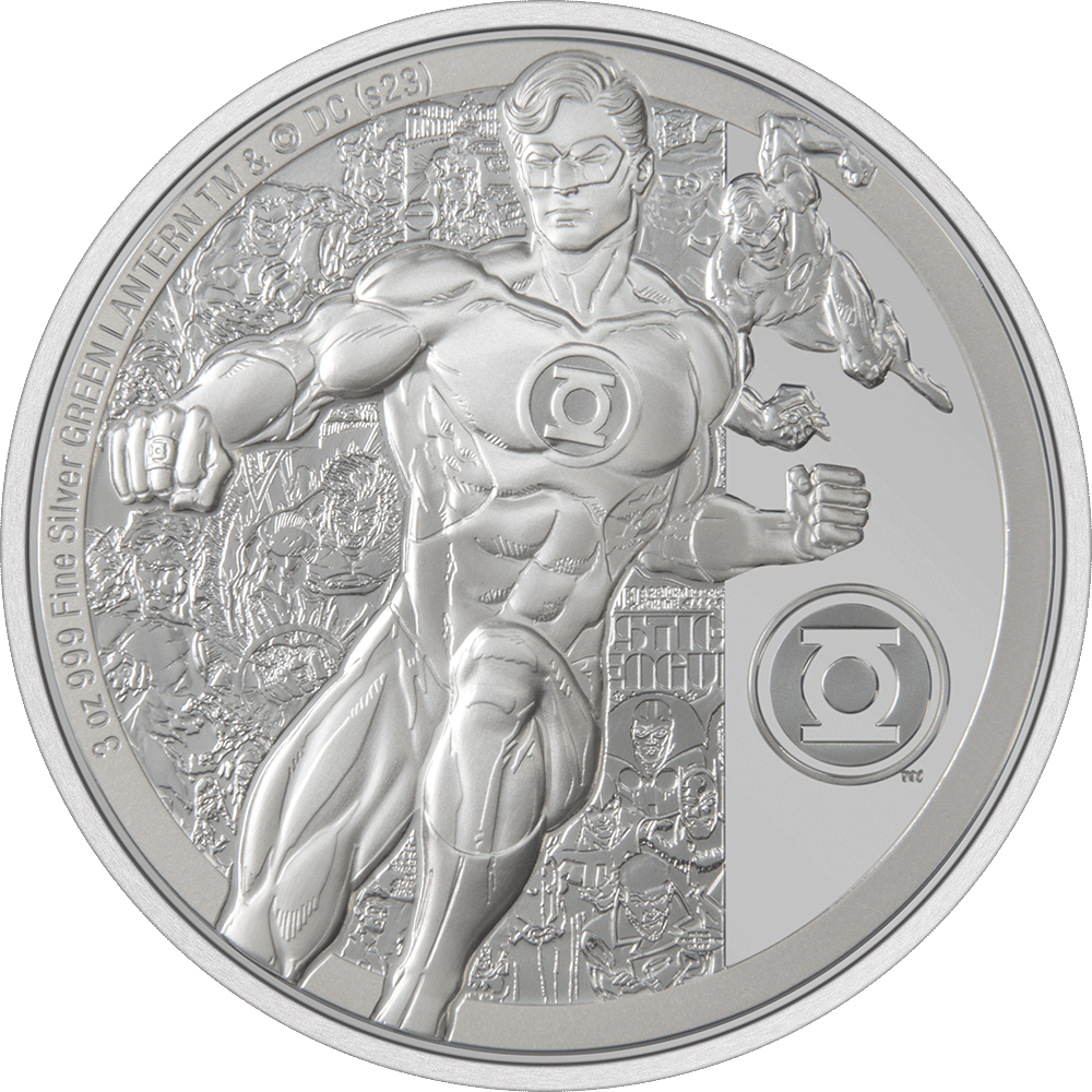 GREEN LANTERN™ Classic 3oz Silver Coin - Flat View.