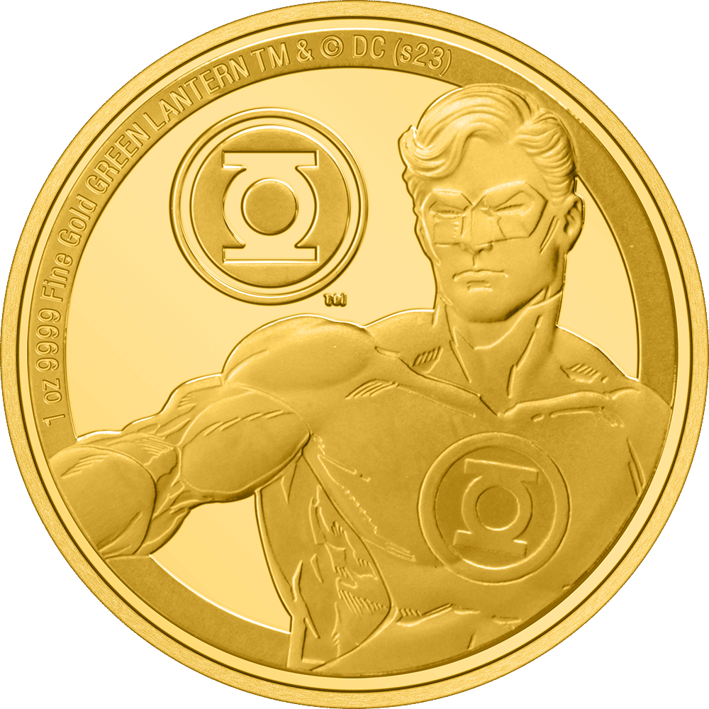 GREEN LANTERN™ Classic 1oz Gold Coin - Flat View. 