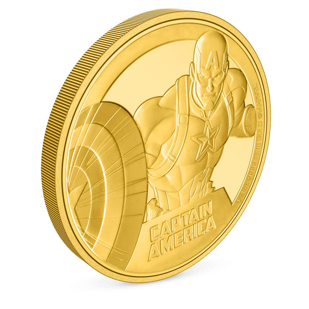 Marvel Captain America™ 1/4oz Gold Coin with Milled Edge Finish.