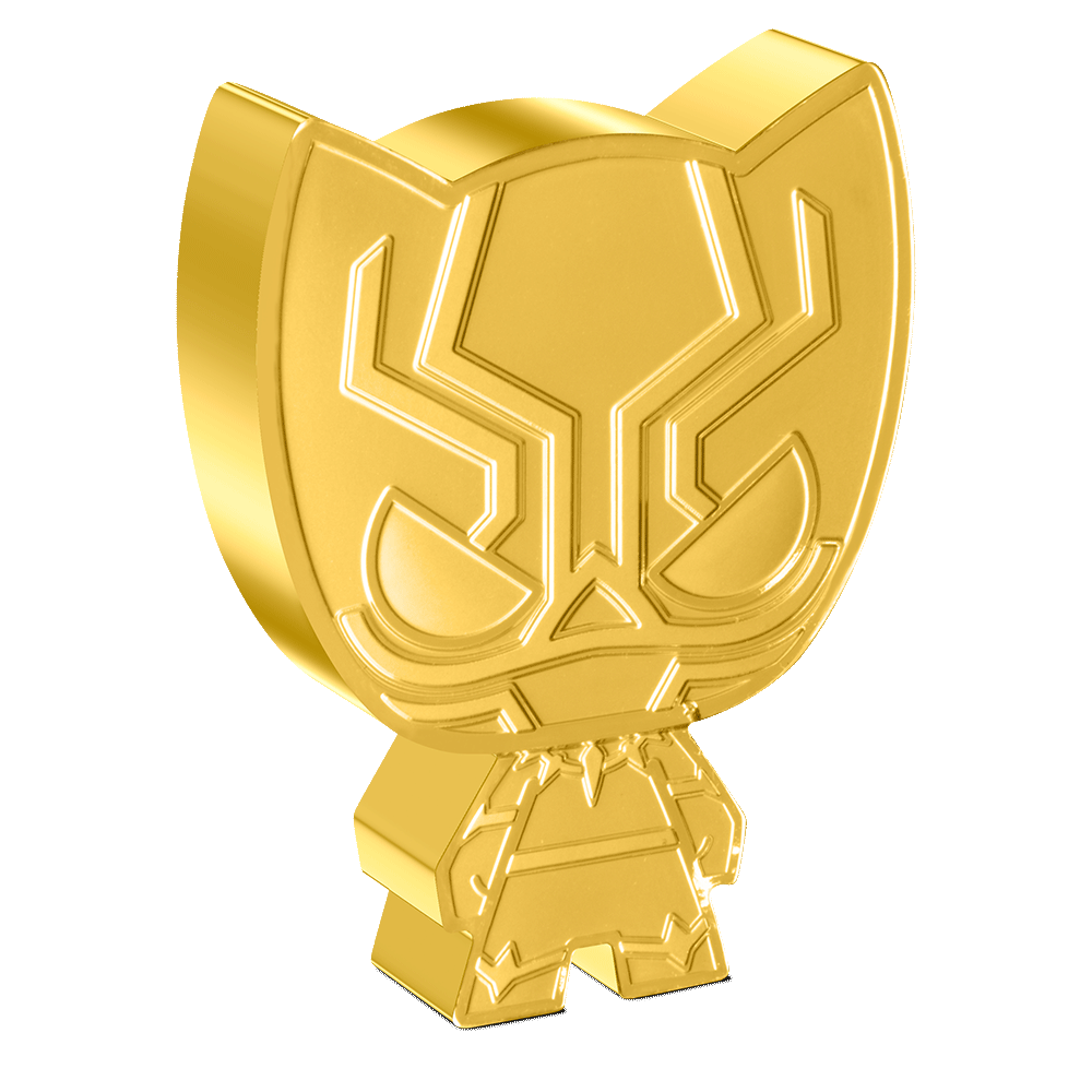 Marvel - Black Panther 1oz Silver Chibi® Coin Gilded Version.