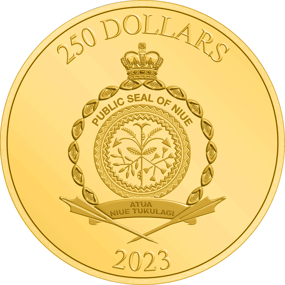 Public Seal of Niue Coat of Arms $250 2023 Obverse