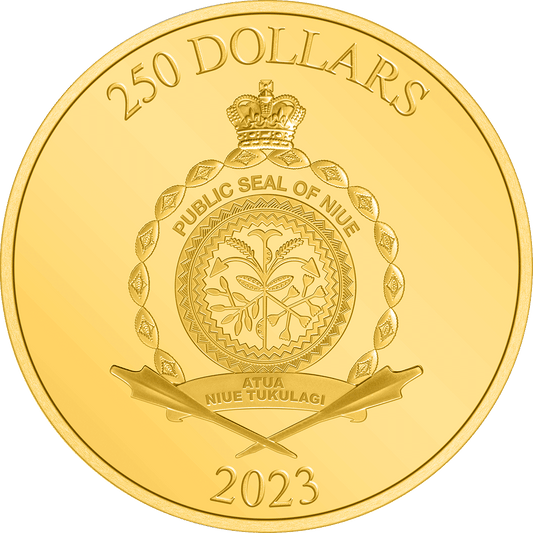  Public Seal of Niue Coat of Arms   II $250 Niue 2023 Obverse.