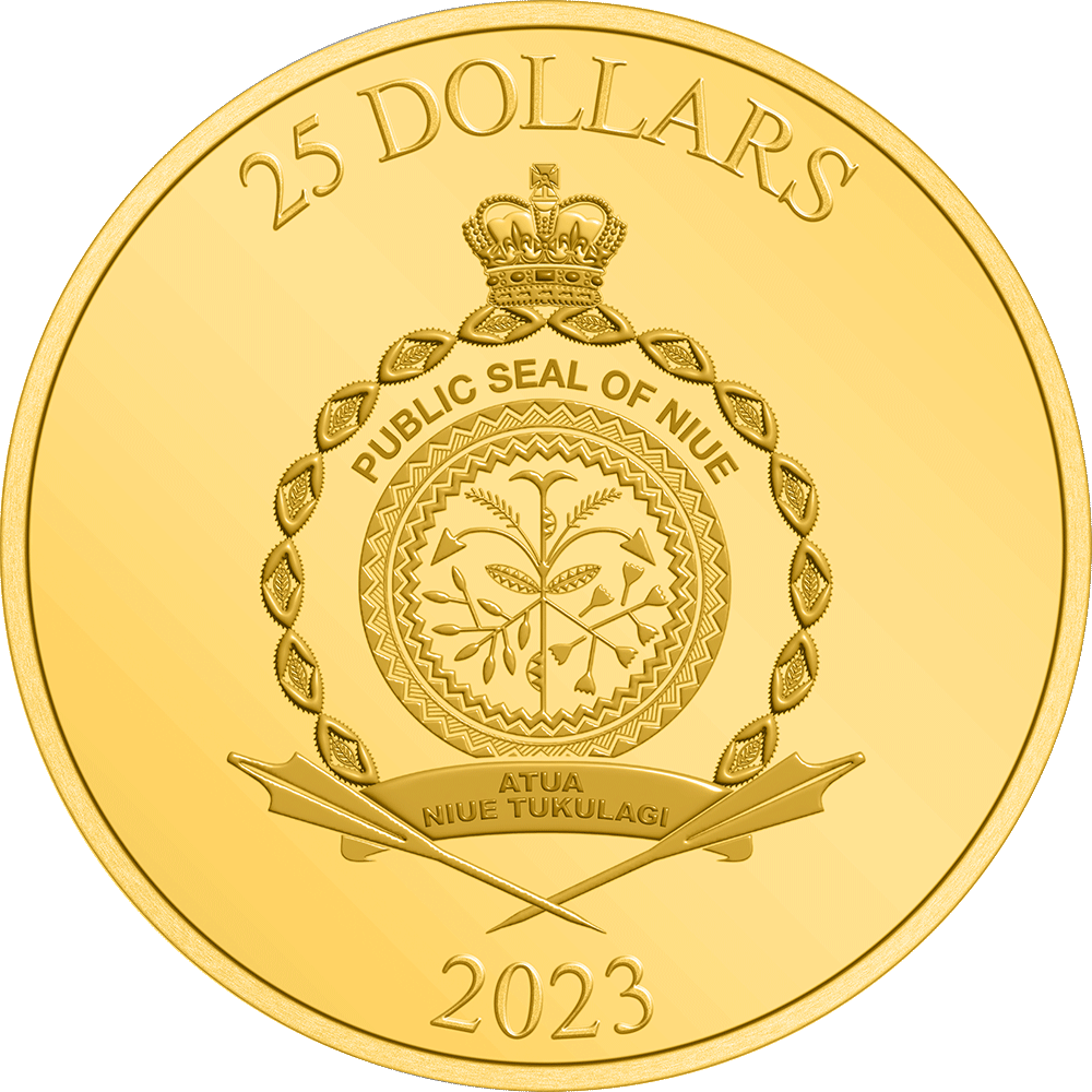 Public Seal of Niue Coat of Arms $25 2023 Obverse.