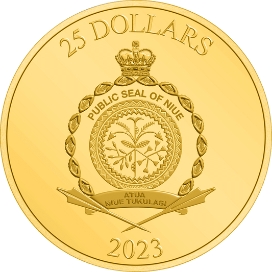 Public Seal of Niue Coat of Arms $25 2023 Obverse.